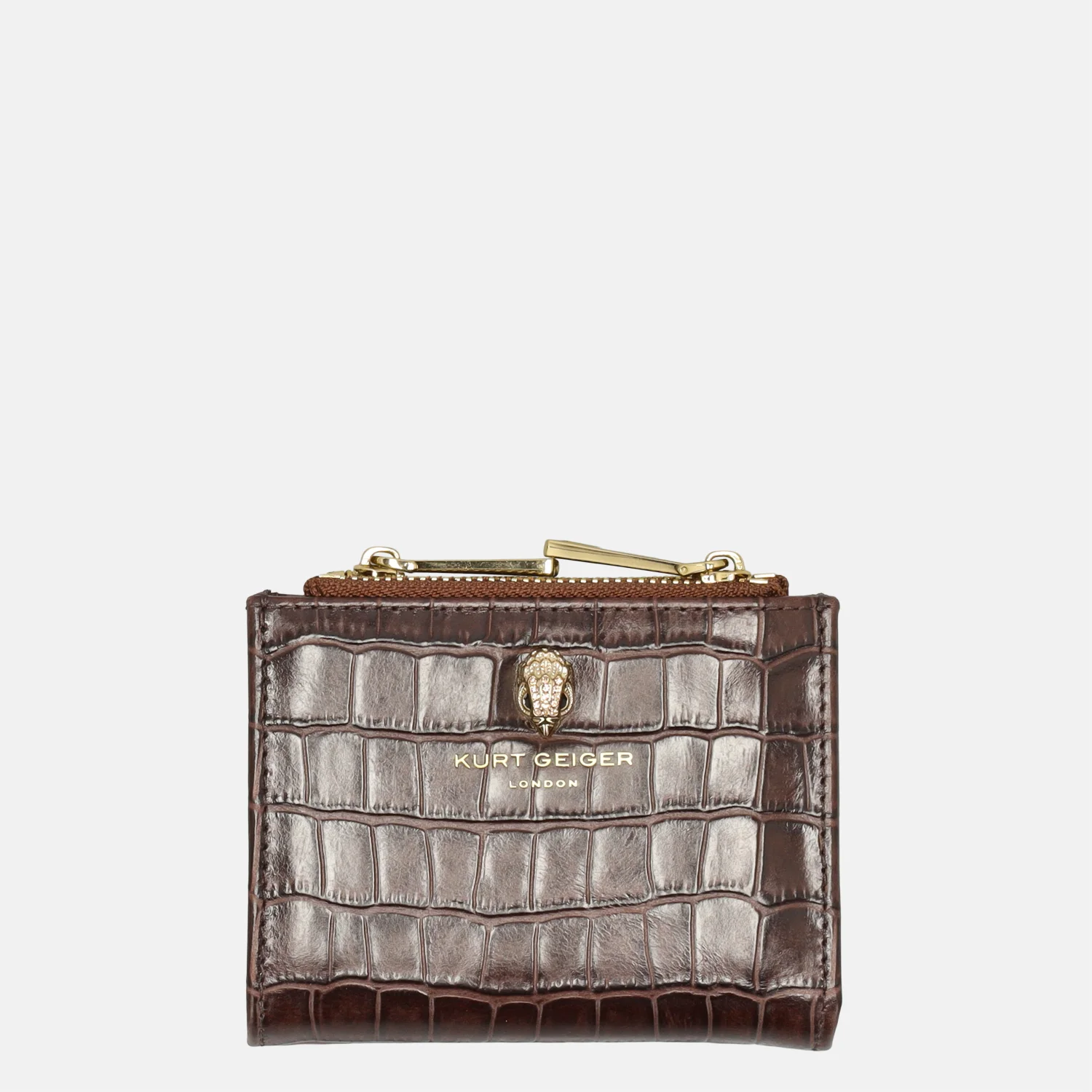 Kurt Geiger Croco portemonnee mini dark brown